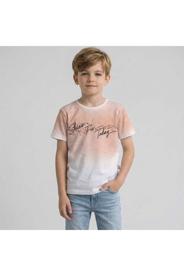 Boy's Gradient Printed T-Shirt Cotton Summer Stylish Casual T-Shirt