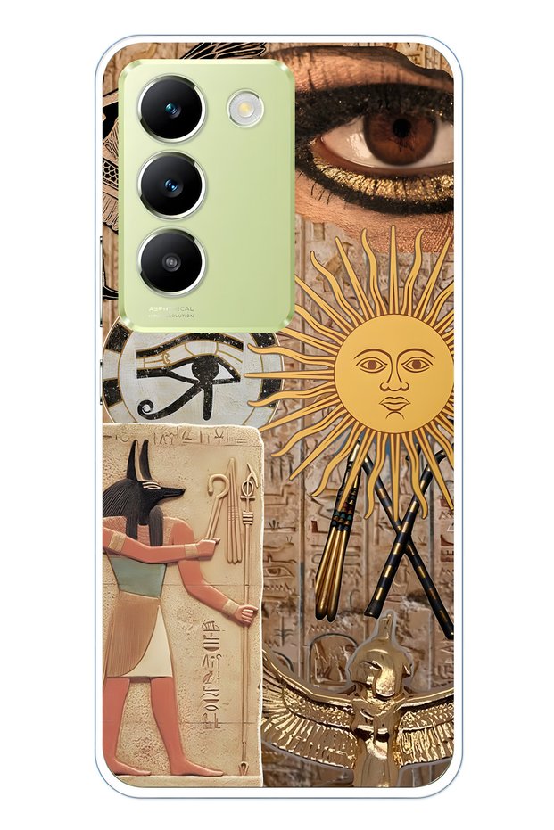 Vivo V30 Lite Compatible Eye of Ra Patterned Transparent Phone Case