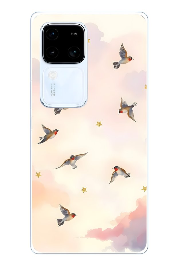 Vivo V30 Compatible Flying Bird Pattern Transparent Phone Case