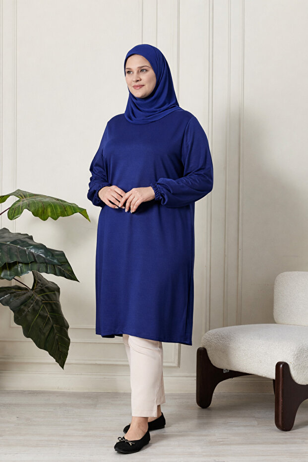 Women's Two-Thread Combed Cotton Long Hijab Tunic Plus Size