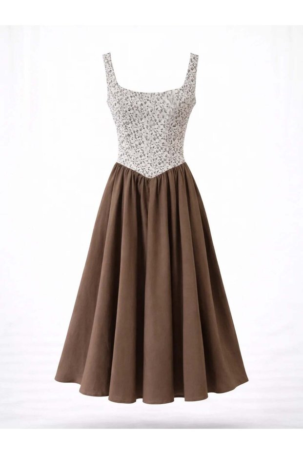 50S Belle Corset Midi Dress Women's Mink