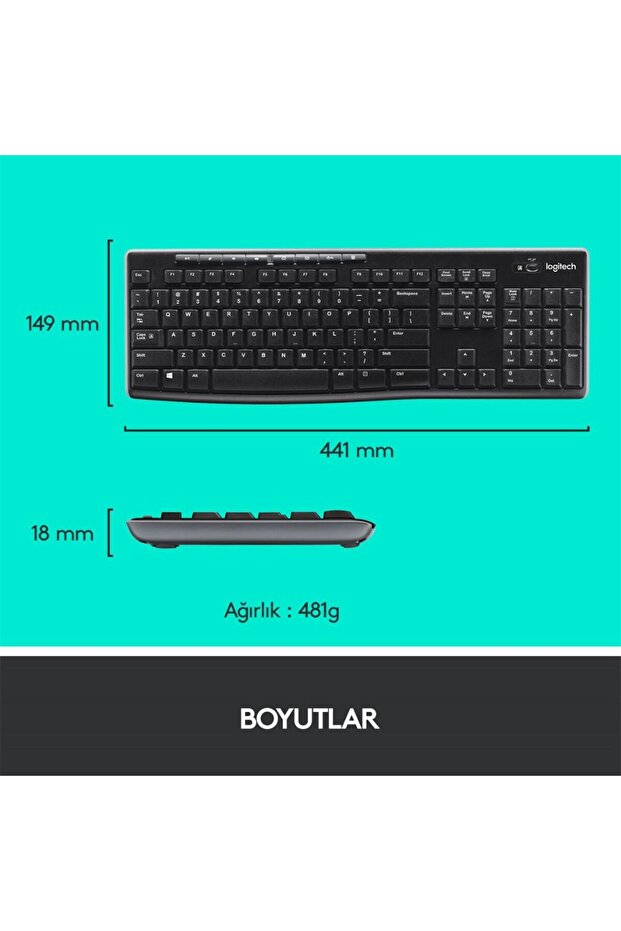 MK270 Kablosuz Q Klavye & Mouse Set - 5