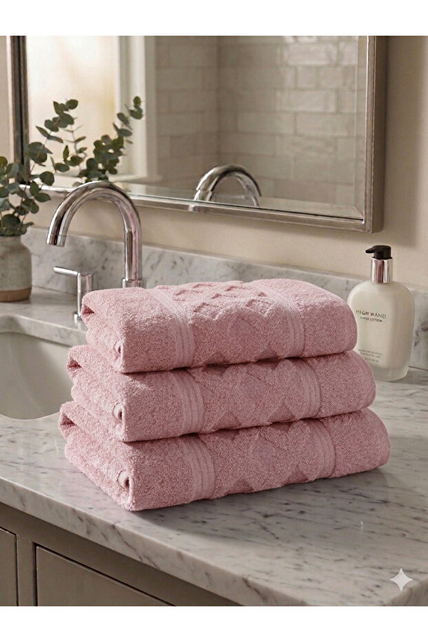 100% Cotton Luxury Hand Towel 50X90 cm 220 Gr Set of 3 – Ultra Soft and Highly Absorbent