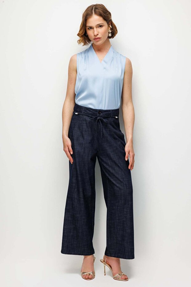 Beli Ornamented Belted Wide Leg Trousers