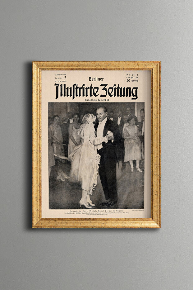 Ataturk and Lady Latife Dance Moment - Vintage Patterned Frame - Slim Model