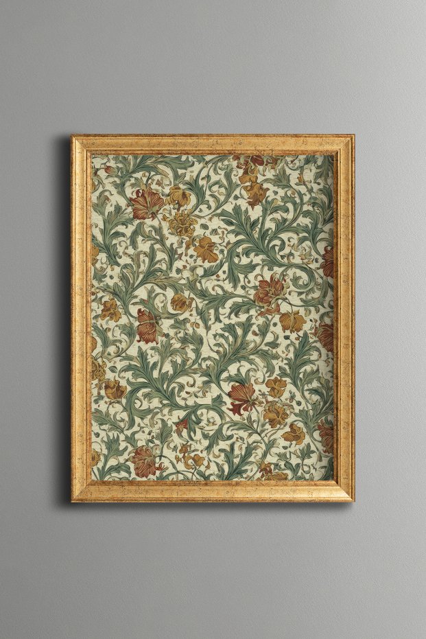 Retro Floral Patterns - Vintage Patterned Frame - Slim Model