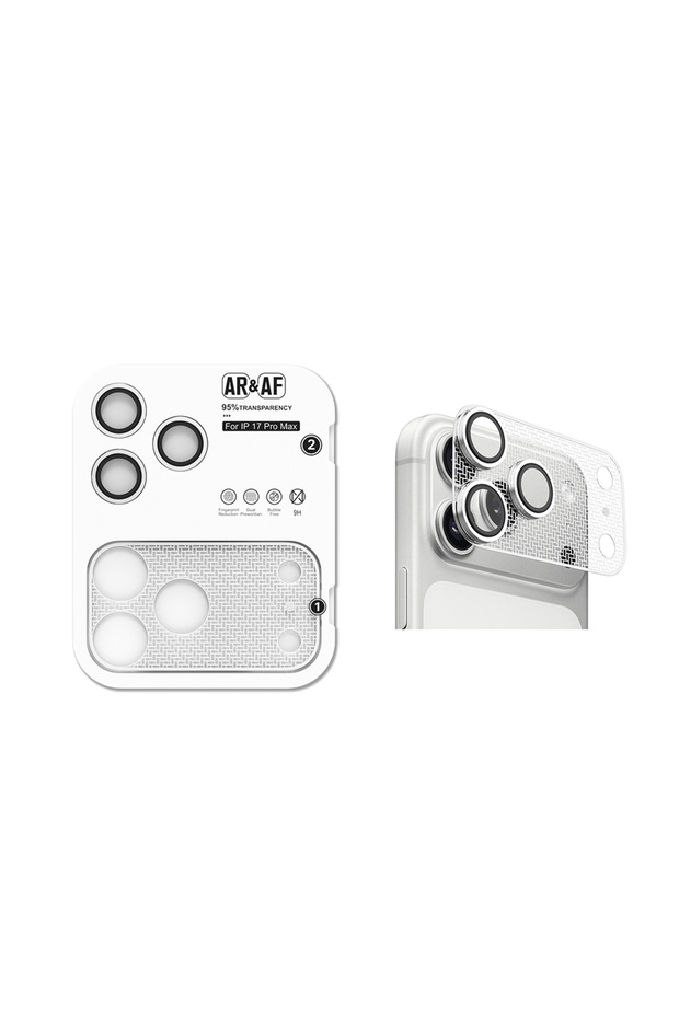 iPhone 17 Pro Compatible Zcl22 Antireflective Fingerprint Resistant 2in1 Lens Protector Silver