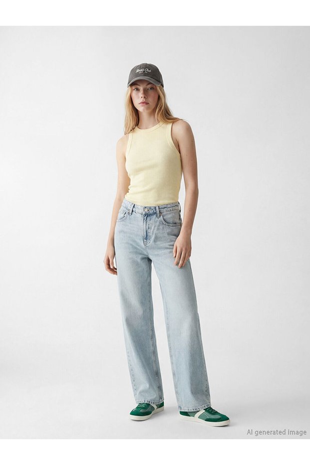 Nevavm with a Difference Xside Blue High Waist Wideleg Women's Jean Pants - S6D429Z8-K9M