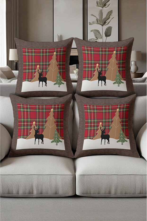 Digital Printed Soft Textured 4-Piece Throw Pillow Cover Set (43X43 cm) Krl0043