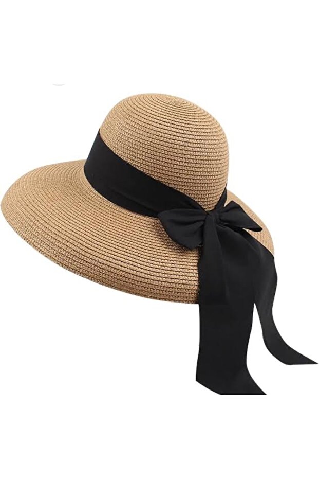 Bell Model Straw Hat with Scarf - 2