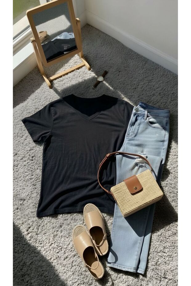 V-Neck Oversized T-Shirt 3Vq5