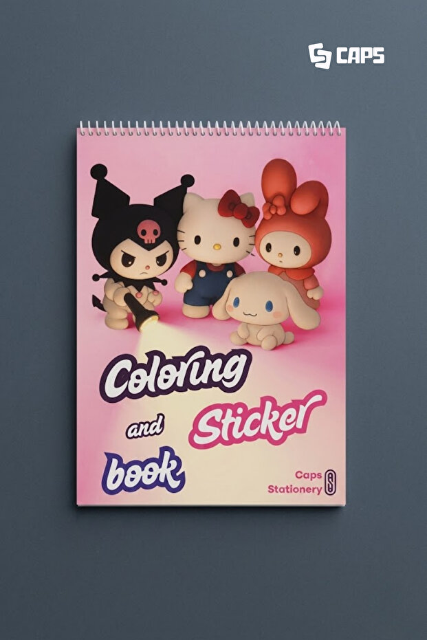 caps office Sanrio Boyama ve Sticker Kitabı A4 | 50 Sayfa Boyama + 20 Sticker | Çocuk Aktivite Kitabı