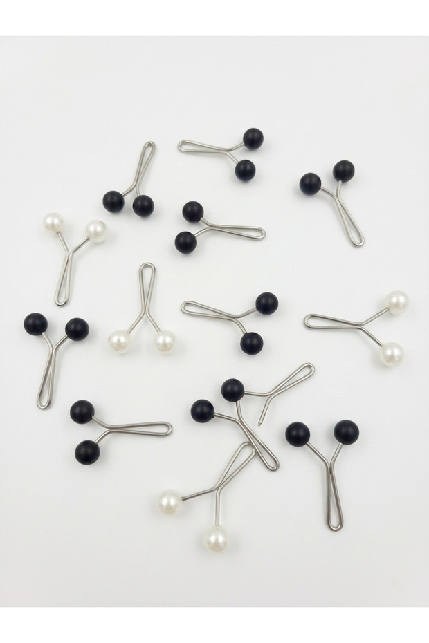 Scarf, Turban, Shawl, Clip Hijab Scarf Shawl Clip Pearl Design -10 Black 10 Pearls Total 20 Pieces
