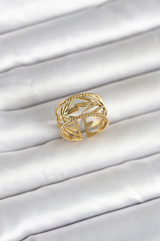 316L Steel Gold Color Spike Model Women's Ring Tj-Byk4182