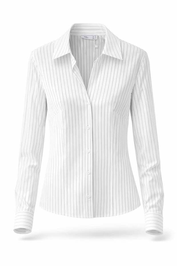 Women's White Striped Classic Cut Shirt