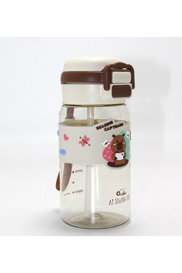 Capybara Figured Water Bottle with Silicone Case for Office, Home, Office, School, Children's Gift