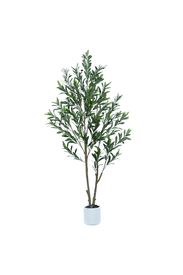 156cm Artificial Olive Trees with 50 LED,Faux Olive Tree with White Planter for Home Office Decor