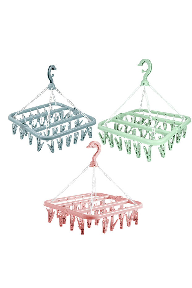 Foldable Laundry Hanger Drying Racks with 32 Clips For small garments Laundry Clothes (Pack of 3)