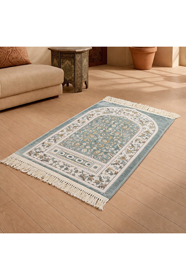 Luxury Soft Prayer Mat Floral Design Non-Slip Seccade Carpet