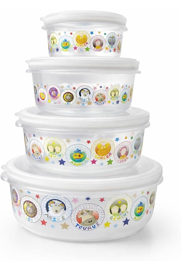 4 Pack Round Food Containers with Lids Leak-proof Plastic Meal Prep Bento Lunch Box