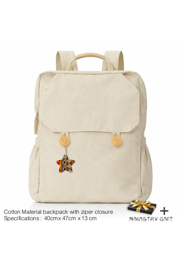 Cotton Backpacks with Zipper Closure