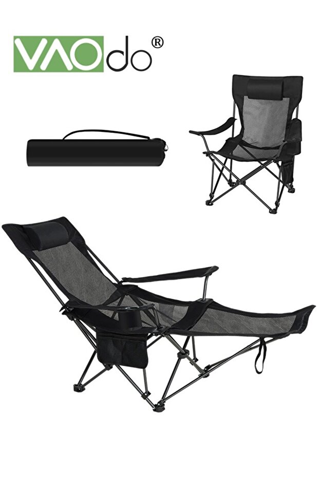 Reclining Camping Chair 2 Position with Foot Rest and Headrest Comfortable for Adults Load-Bearing 1