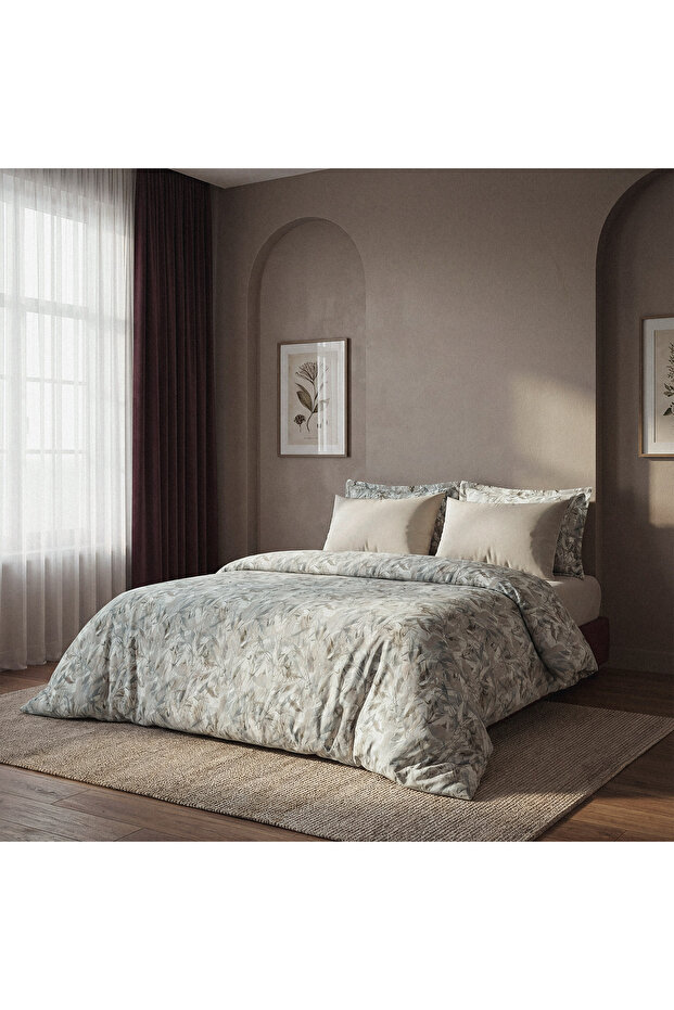 Botanica Nature's Whisper Double 100% Aegean Cotton Duvet Cover Set - with Sheets - Green with 4 Pillows