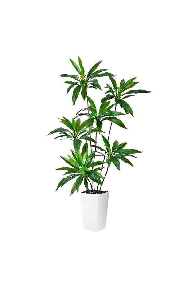 180cm Artificial Dracaena Tree, Fake Dracaena Tree with Tall White Planter for Office Home Decor