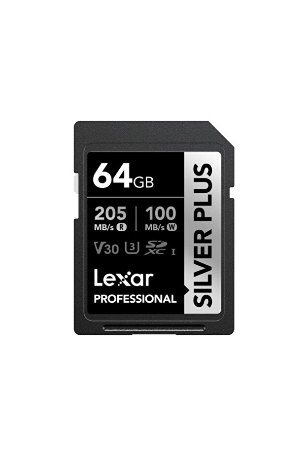 64GB Lexar® Professional SILVER PLUS SDXC™ UHS-I cards, up to 205MB/s read 100MB/s write