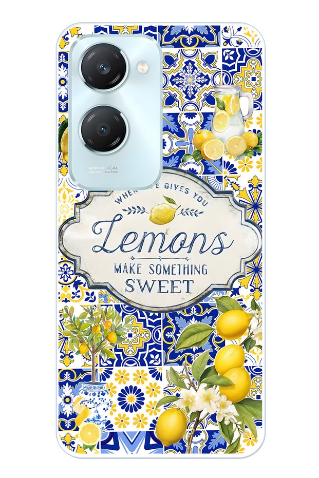 Vivo Y18 Compatible Lemon Patterned Transparent Phone Case