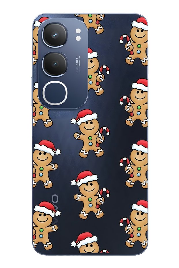 Vivo Y19S Compatible Gingerbread Pattern Transparent Phone Case