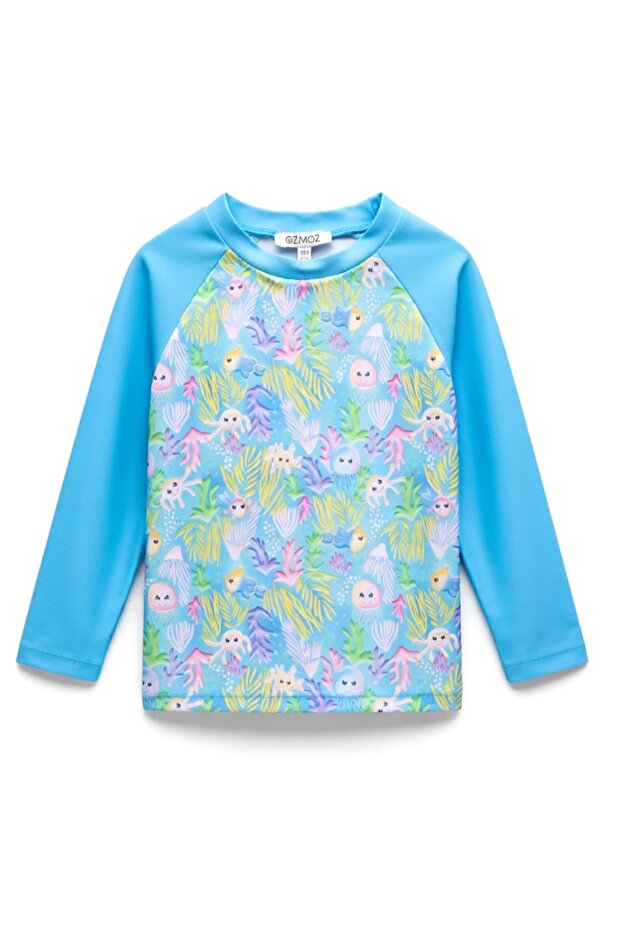 UV Protective Long Sleeve Blue Tiny Boy's Swimsuit Top