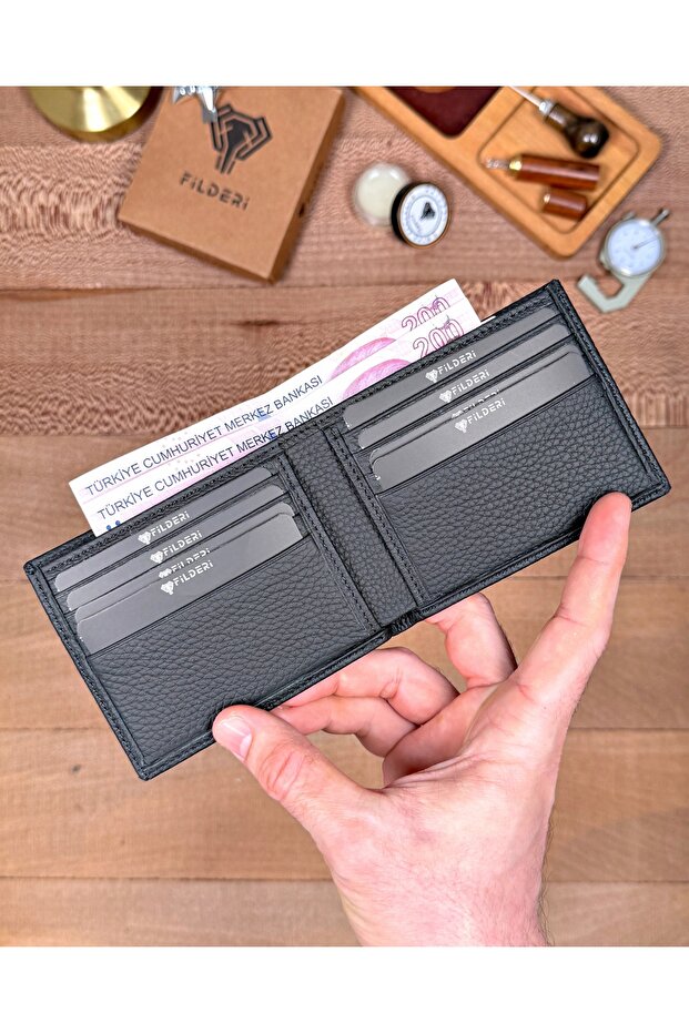 Genuine Leather Double Compartments for Money Slim Minimalist C Wallet 2144