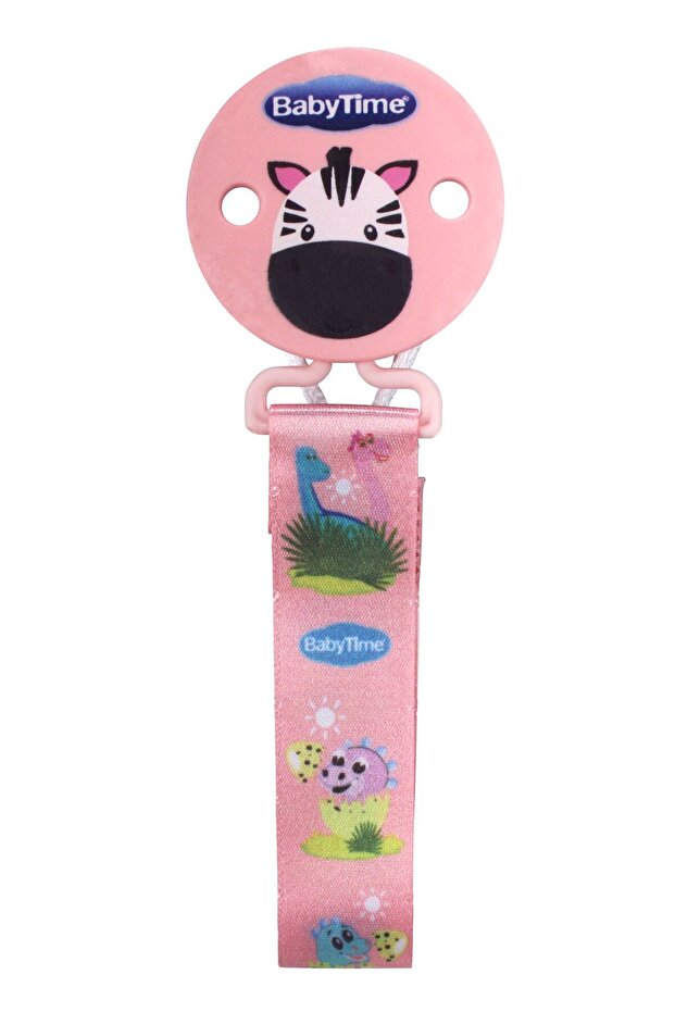 Unisex Pink Animal Printed Fabric Pacifier Strap