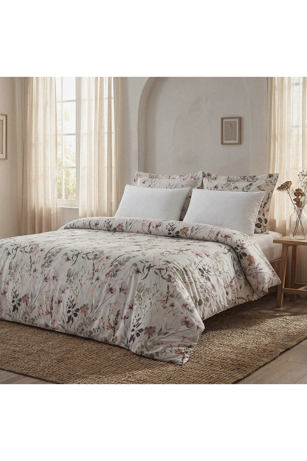 Florissa Spring Texture Double 100% Aegean Cotton Duvet Cover Set - Bed Sheet Pieces - 4 Pillow Pieces Mint