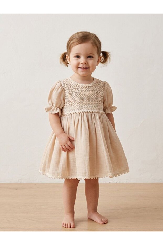 Lace Embroidered Bohemian Style Baby Dress