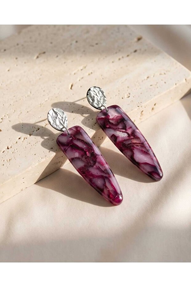 Purple Galaxy Polymer Clay & Epoxy Handmade Nail Earrings (Apparatus Stainless Steel)