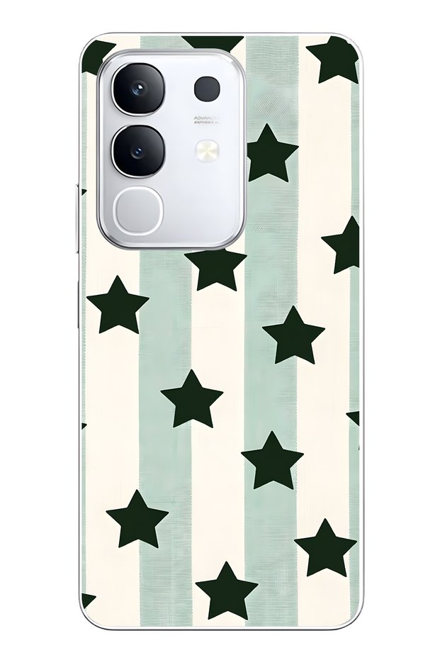 Vivo Y29 Compatible Striped Star Patterned Transparent Phone Case