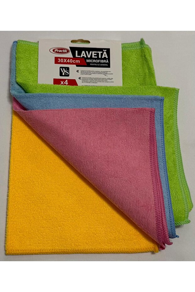 Set 4 lavete microfibră Practik, multicolor, 30x40cm - 1