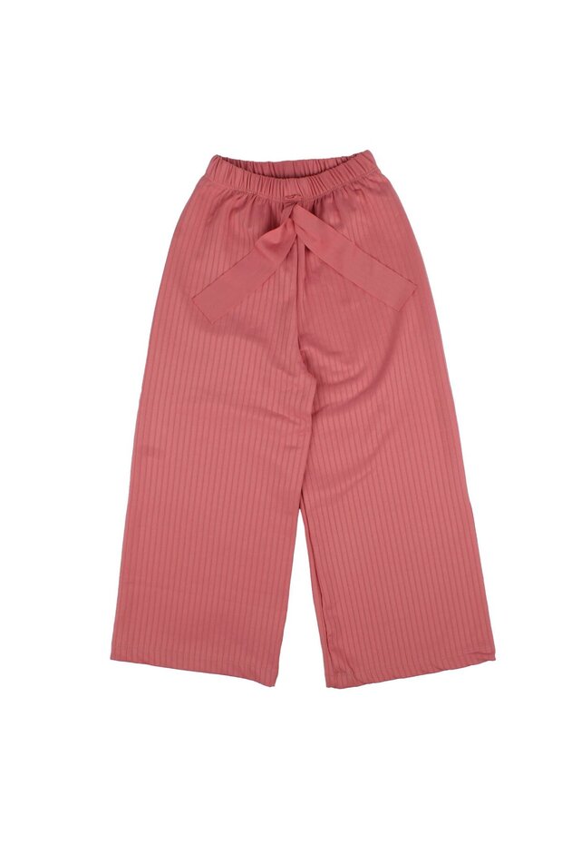 Girl's Salmon Corded Fabric Wide Leg Leggings Pants