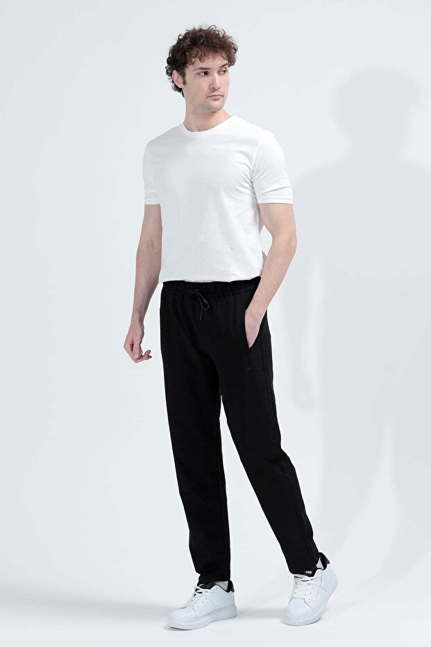 Men's Adjustable Waist Zippered Pocket Sweatpants Black - 26m 3179