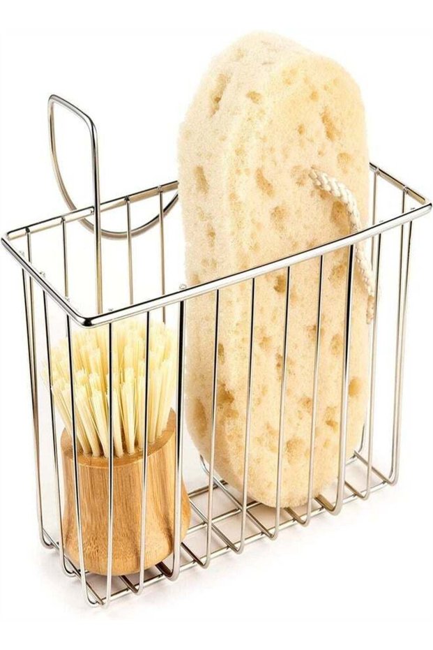 Stainless Steel Dishwashing Sponge Holder,Kitchen Sink Storage Hanging Basket