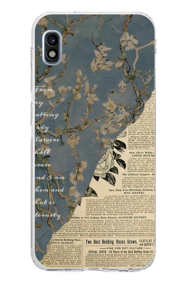 Samsung Galaxy A10 Compatible Vintage Newspaper Collage Patterned Transparent Phone Case