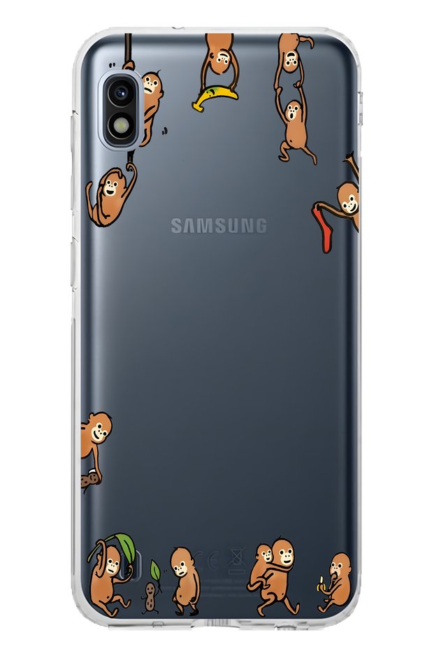 Samsung Galaxy A10 Compatible Monkeys Patterned Transparent Phone Case