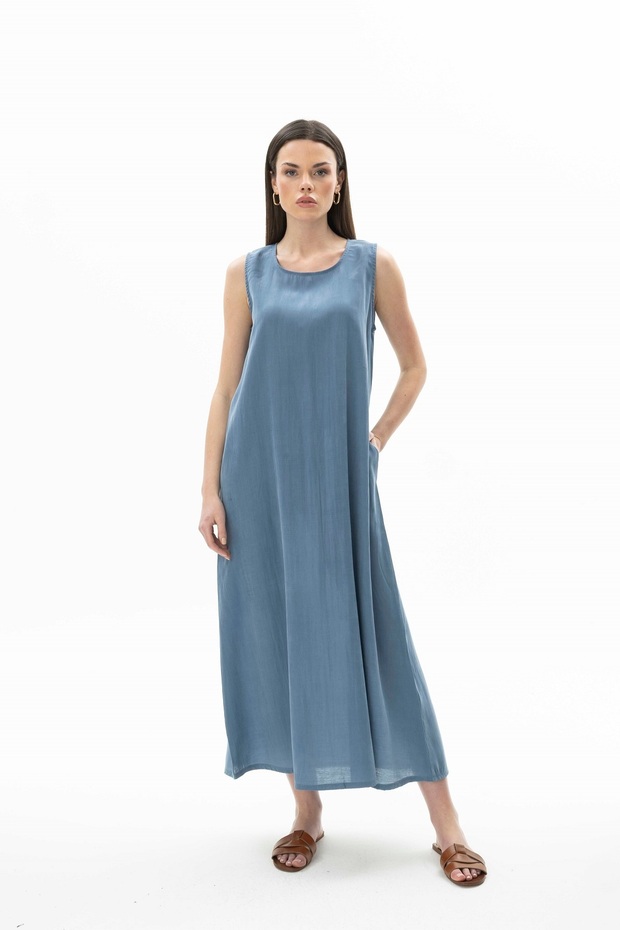 21648 Women's Zero Sleeve Long Dress