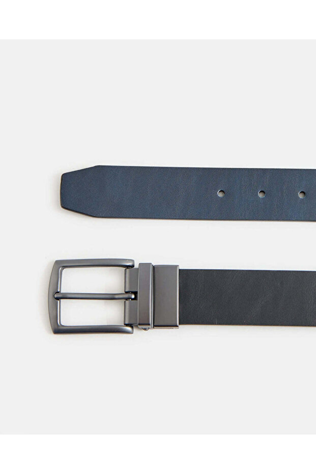 Men's Black And Navy Belt With Twist Buckle
