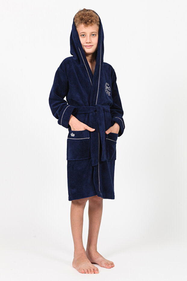 Hooded Embroidered Bamboo Cotton Children's Bathrobe