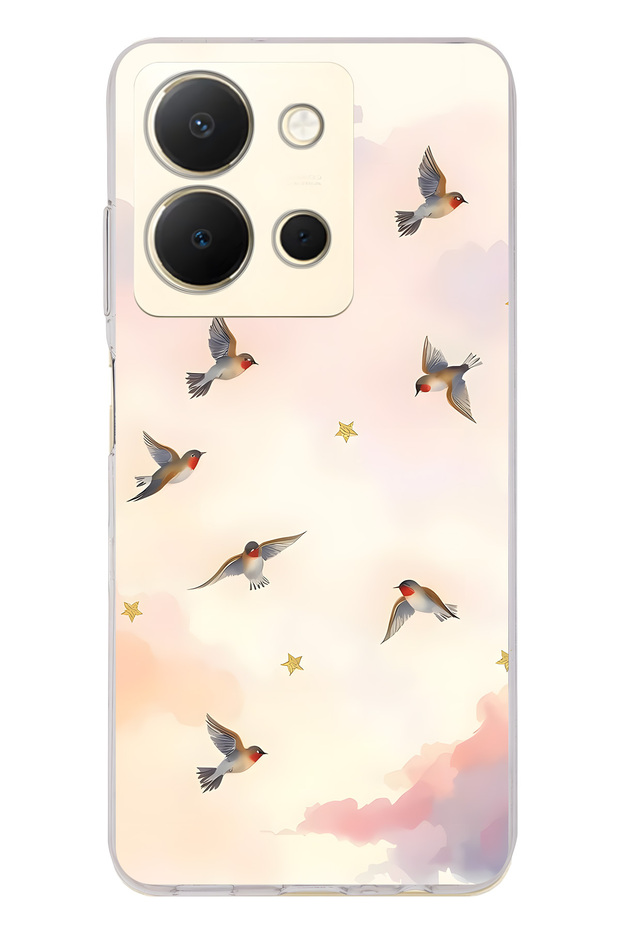 حافظة هاتف شفافة متوافقة مع Flying Bird منقوش من Vivo Y36
