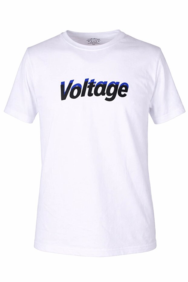 O-Neck Printed Men's T-Shirt Voltage White