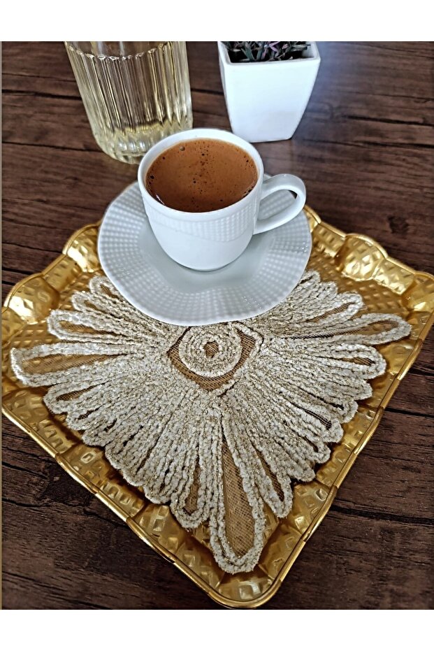 6 Pieces Chenille Lace Cocktail & Coffee Presentation Napkins